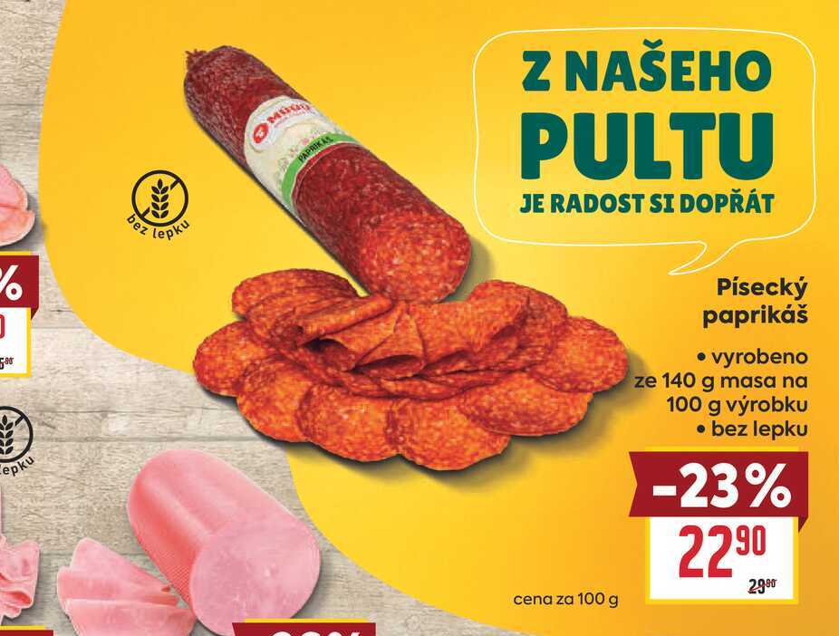 Písecký paprikáš vyrobeno ze 140 g masa na 100 g 