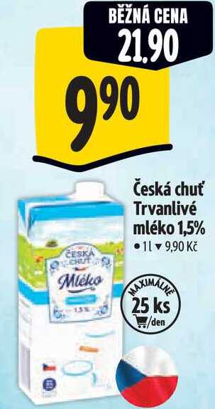 Česká chuť Trvanlivé mléko, 1,5%