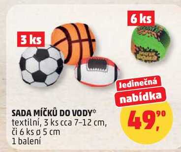 SADA MÍČKŮ DO VODY textilní, 1 balení