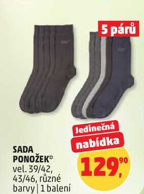 SADA PONOŽEK vel. 39/42, 43/46, různé barvy, 1 balení