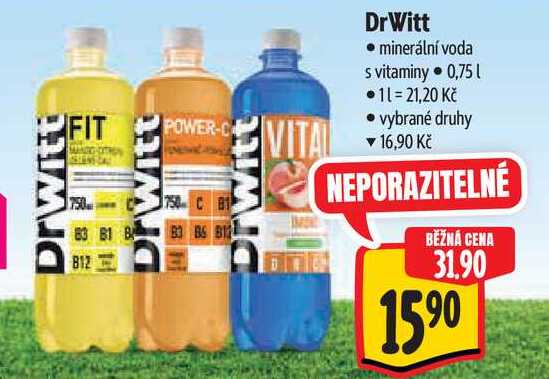DrWitt,  minerální voda s vitaminy 0,75