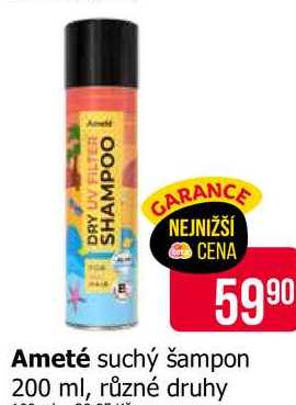 Ameté suchý šampon 200 ml, různé druhy 