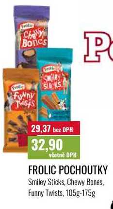 FROLIC POCHOUTKY Smiley Sticks, Chewy Bones. Funny Twists, 105g-175g 