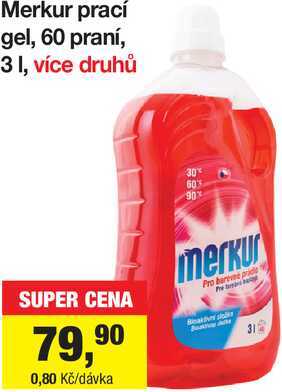 Merkur prací gel, 60 praní, 3 l