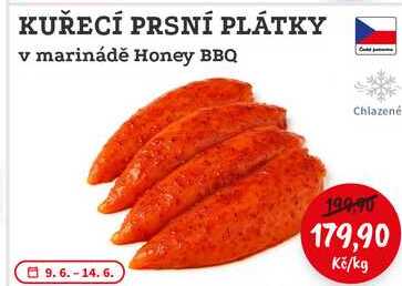 KUŘECÍ PRSNÍ PLÁTKY v marinádě Honey BBQ Chlazené 1kg
