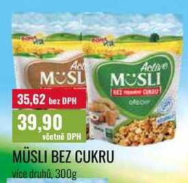 MÜSLI BEZ CUKRU více druhů, 300g 
