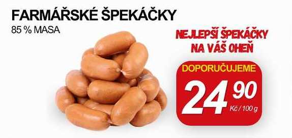 FARMÁŘSKÉ ŠPEKÁČKY 85% MASA, 100 g