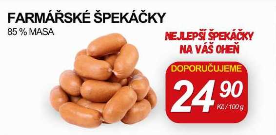 FARMÁŘSKÉ ŠPEKÁČKY 85% MASA, 100 g 