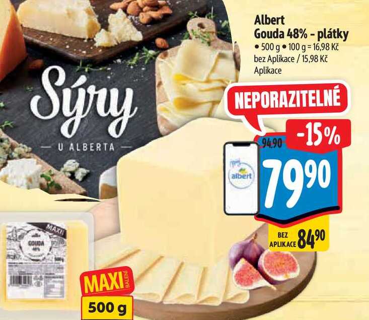 Albert Gouda 48% - plátky 500 g