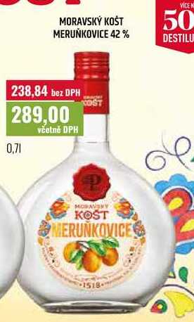 MORAVSKÝ KOŠT MERUŇKOVICE 42% 0,7l