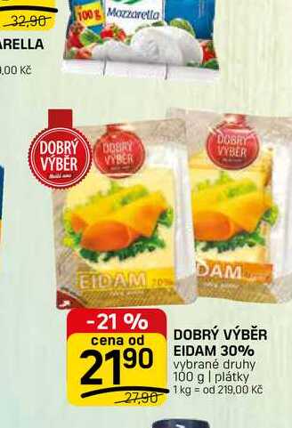 DOBRÝ VÝBĚR EIDAM 30% vybrané druhy 100 g | plátky 