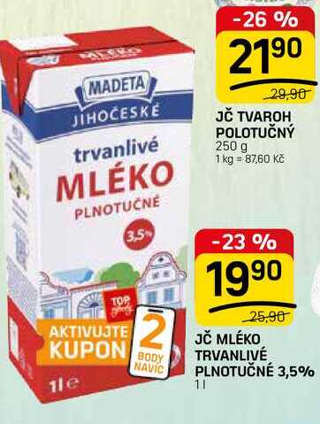 JČ MLÉKO TRVANLIVÉ PLNOTUČNÉ 3,5% 1l