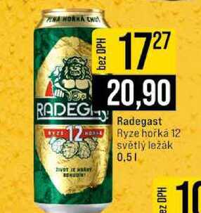 Radegast Ryze hořká 12 světlý ležák 0.5l