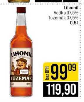 Lihomil Vodka 37.5% Tuzemák 37,5% 0,5l