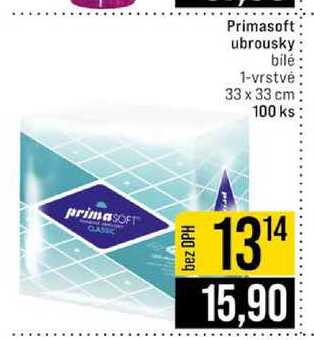 Primasoft ubrousky bílé 1-vrstvé 33 x 33 cm 100 ks 