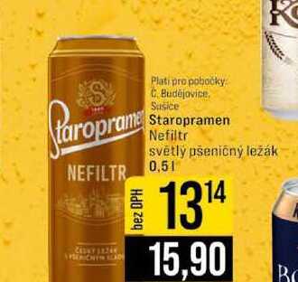 Staropramen Nefiltr světly pšeničný ležák 0.5l