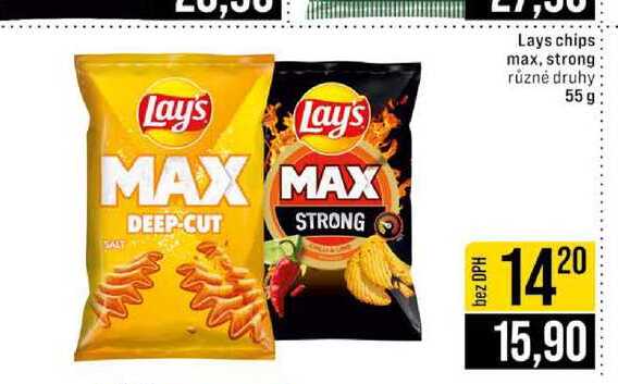 Lays chips max, strong různé druhy 55g