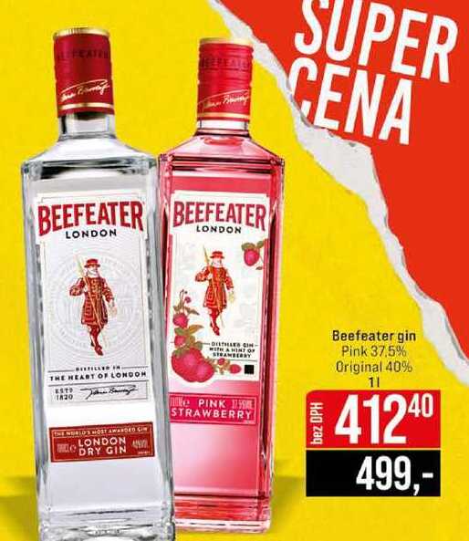Beefeater gin Pink 37.5% Original 40% 1l