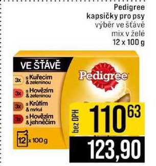 Pedigree kapsičky pro psy výběr ve šťávě mix v želė 12 x 100 g