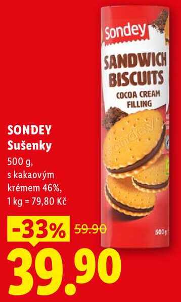 SONDEY Sušenky, 500 g v akci