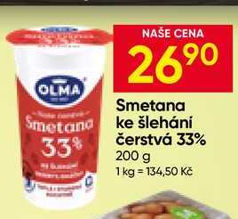 OLMA Smetana ke šlehání čerstvá 33% 200 g