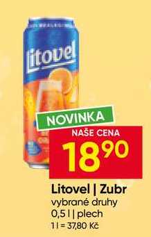 Litovel, vybrané druhy 0,5l plech