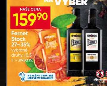 Fernet Stock Citrus 0,5l, vybrané druhy 0.5l