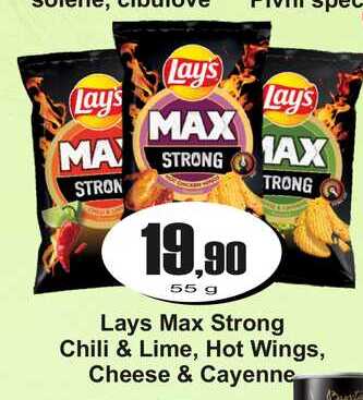 Lays Max Strong Chili & Lime, Hot Wings, Cheese & Cayenne 