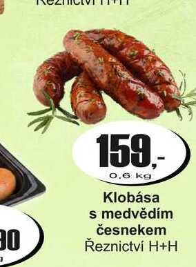 Klobása s medvědím česnekem Řeznictví H+H 0,6kg