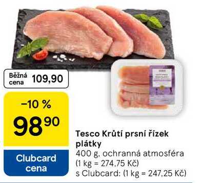 Tesco Krůtí prsní řízek plátky, 400 g 