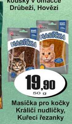 Masíčka pro kočky Králičí nudličky, Kuřecí řezanky 50g