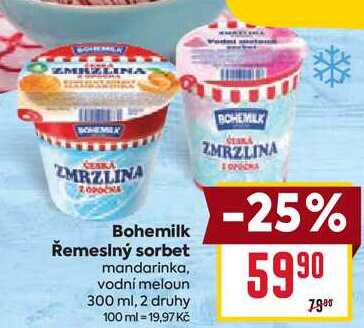 Bohemilk Řemeslný sorbet mandarinka, vodní meloun 300 ml