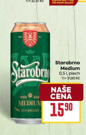 Starobrno Medium 0,51, plech