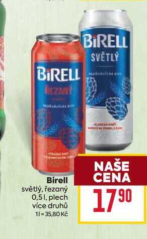Birell světlý, řezaný 0,51, plech