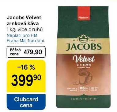Jacobs Velvet zrnková káva, 1 kg, více druhů
