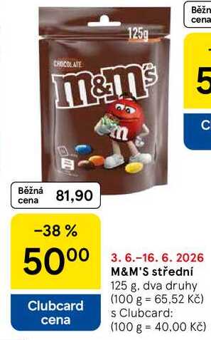 M&M'S střední, 125 g, dva druhy