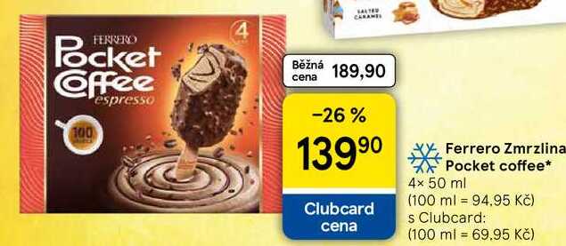 Ferrero Zmrzlina Pocket coffee, 4× 50 ml