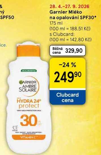 Garnier Mléko na opalování SPF30, 175 ml