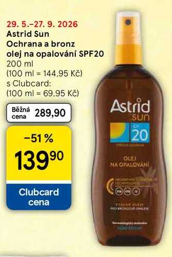 Astrid Sun Ochrana a bronz olej na opalování SPF20, 200 ml