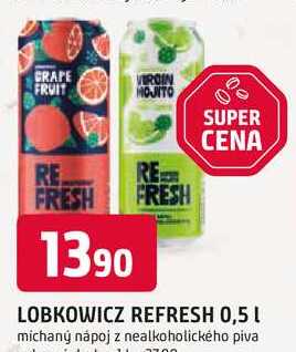LOBKOWICZ REFRESH 0,5 L míchaný nápoj z nealkoholického piva 