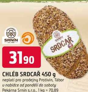 CHLÉB SRDCAŘ 450 g 