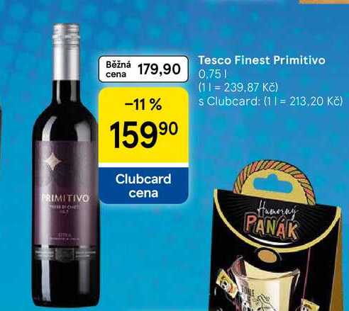 Tesco Finest Primitivo, 0,75 l