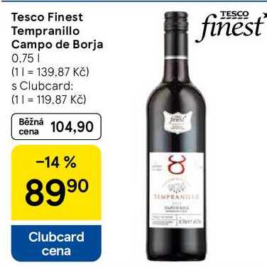 Tesco Finest Tempranillo Campo de Borja, 0.75 l