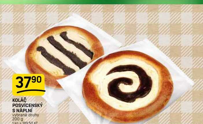 KOLÁČ POSVÍCENSKÝ S NÁPLNÍ vybrané druhy 200 g 