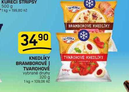 KNEDLÍKY BRAMBOROVÉ TVAROHOVÉ vybrané druhy 320 g