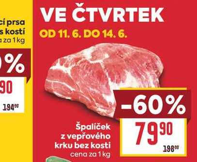 špalíček z vepřového krku bez kosti cena za 1 kg