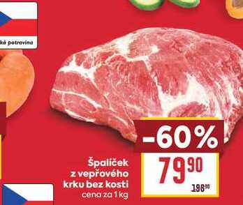 Špaliček z vepřového krku bez kosti cena za 1 kg