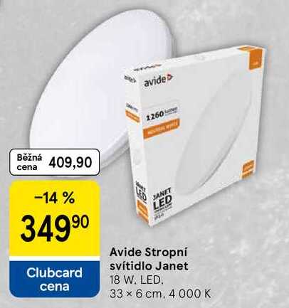 Avide Stropní svítidlo Janet, 18 W. LED. 33 x 6 cm, 4 000 K