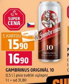 GAMBRINUS ORIGINÁL 10 0,5l pivo světlé výčepní