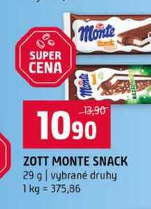 ZOTT MONTE SNACK 29 g vybrané druhy
